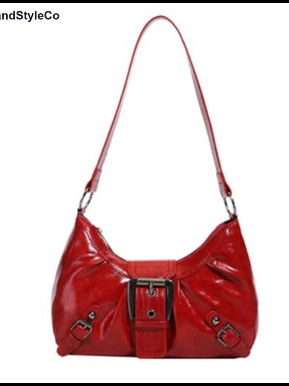 Women's Y2K Purse Vegan Leather Tote Handbag Buckle Zipper Small Shoulder Bag